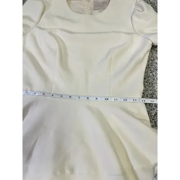 Gal Meets Glam Celeste Fit to Flare Pleated Dress, Sz 6 Cream Old Money Classic - Picture 10 of 15